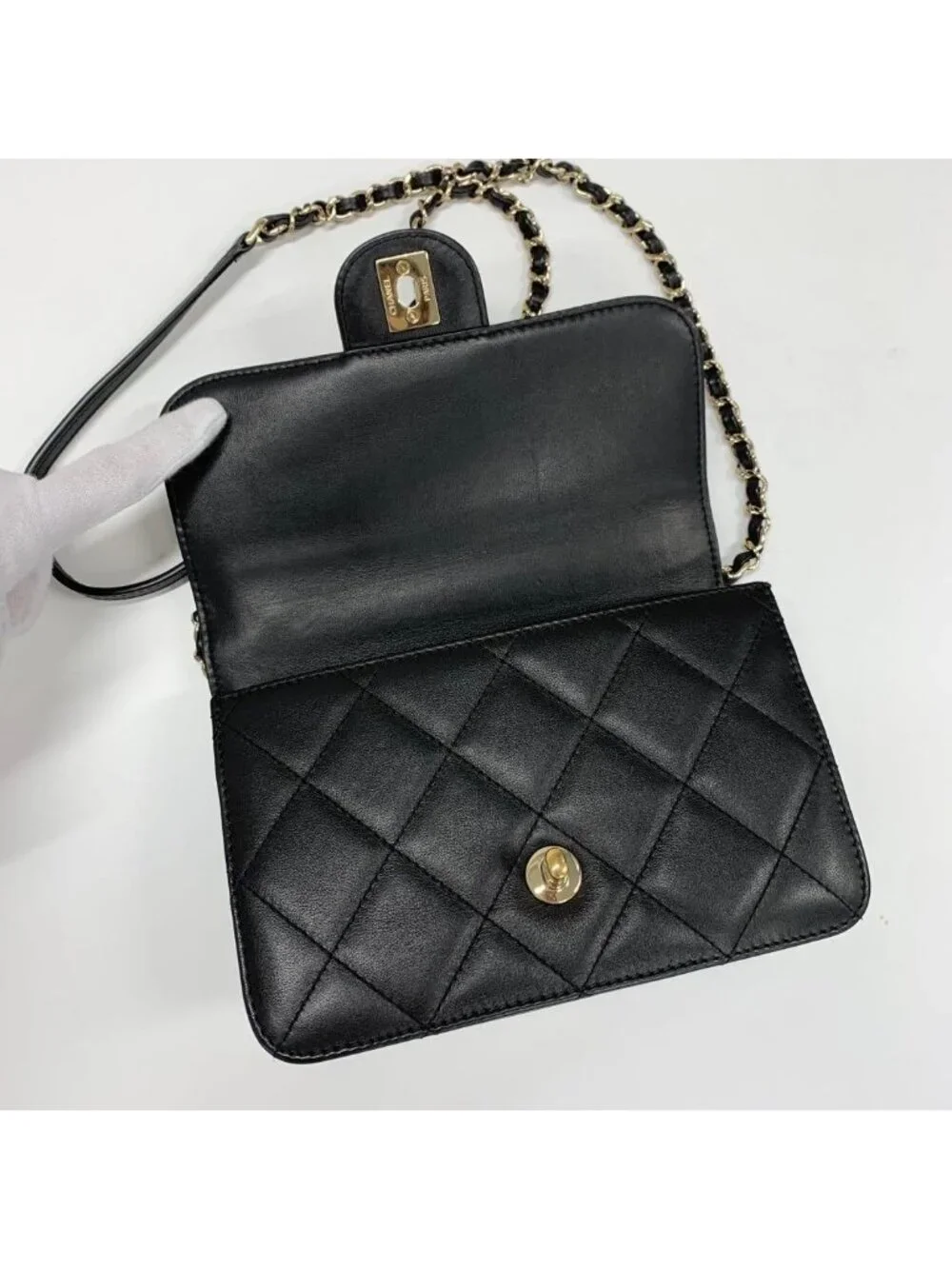 Chanel Top Handle CC Logo Quilted Lambskin
